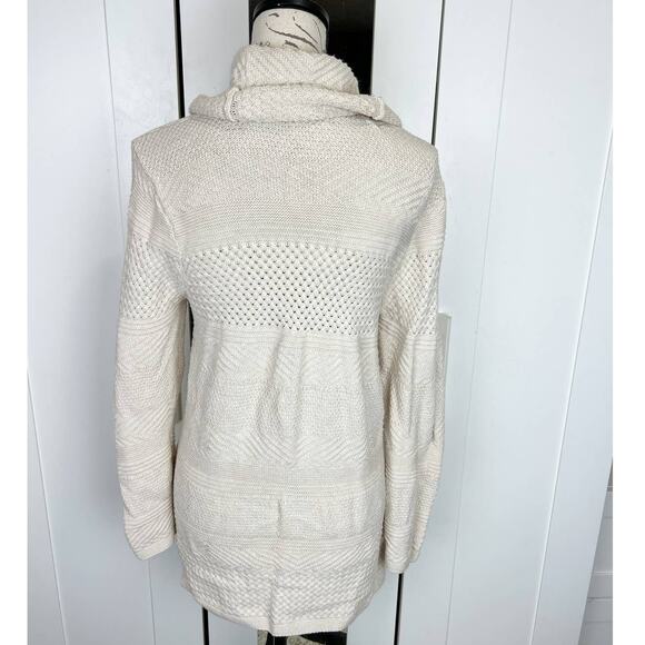 Anthropologie Eight Eight Eight Cream Cotton Cowl Neck Tunic Sweater Size Large - Picture 4 of 7